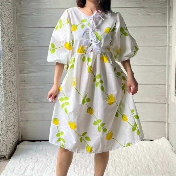 Christian Dior | Handmade Vintage Christian Dior Yellow Roses Dress SKU 07066 - Picture 15 of 15